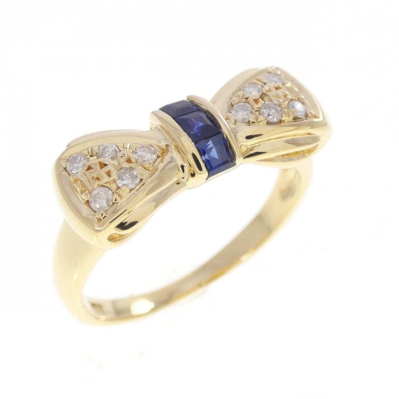 K18YG リボン サファイヤ リング 0.23CT