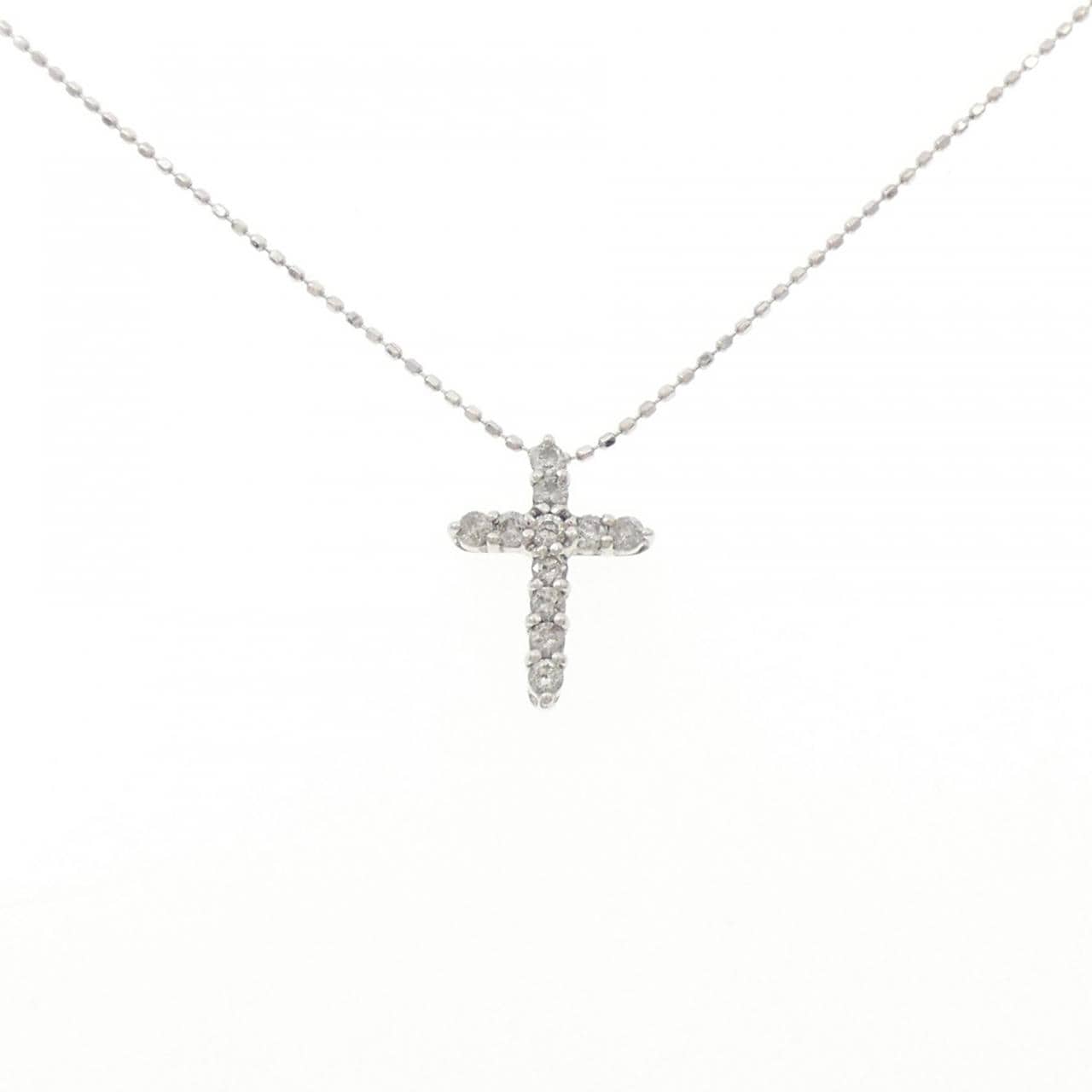 K18WG クロス ダイヤモンド ネックレス 0.30CT