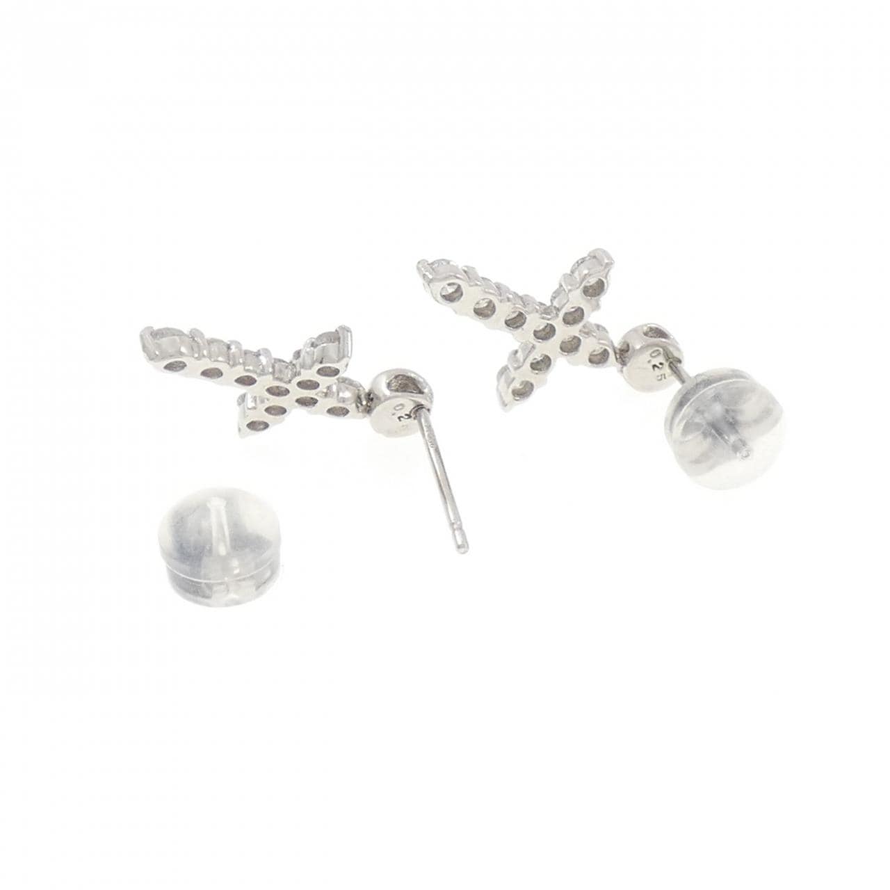 PT900 クロス ダイヤモンド ピアス 0.50CT