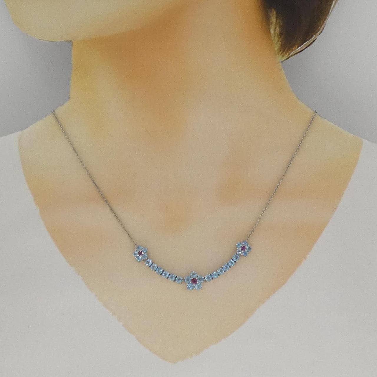 K18WG ガーネット ネックレス