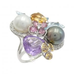 K18WG カラーストーン リング