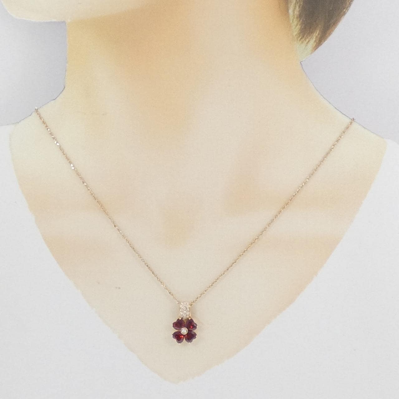 K18PG フラワー ガーネット ネックレス 2.79CT