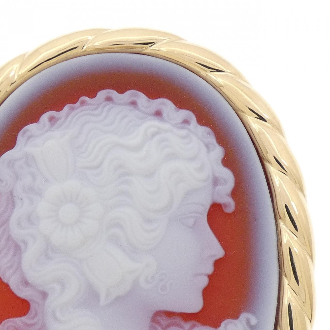 K18YG agate cameo brooch