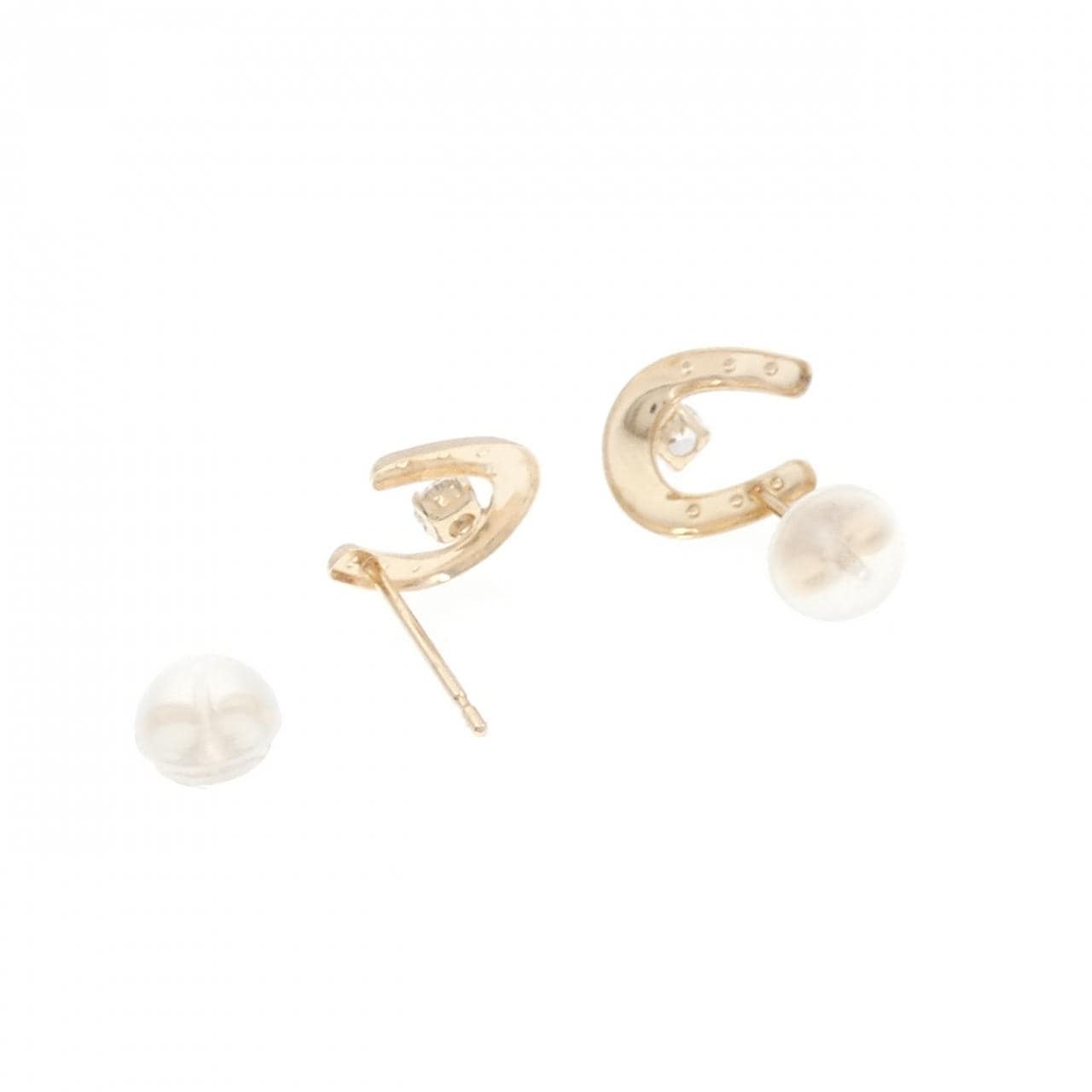 【新品】K10YG ホースシュー キュービック ピアス