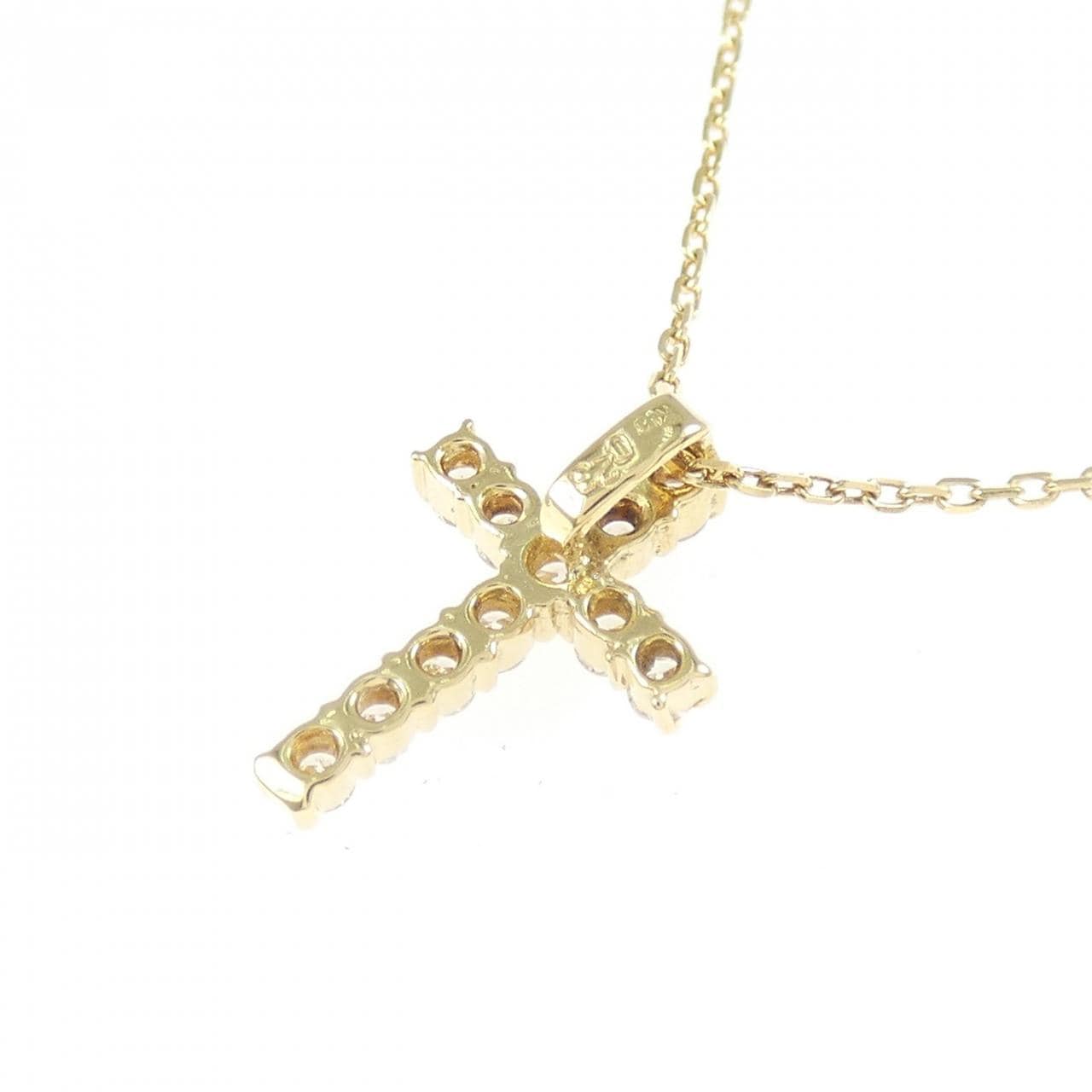 K18YG クロス ダイヤモンド ネックレス 0.23CT