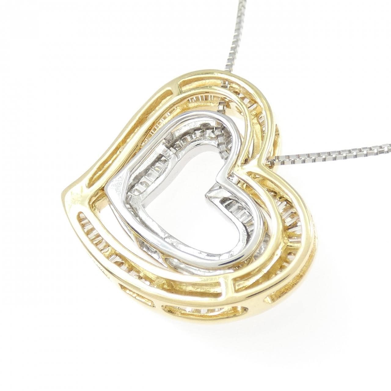 K18YG/K18WG ハート ダイヤモンド ネックレス 0.43CT