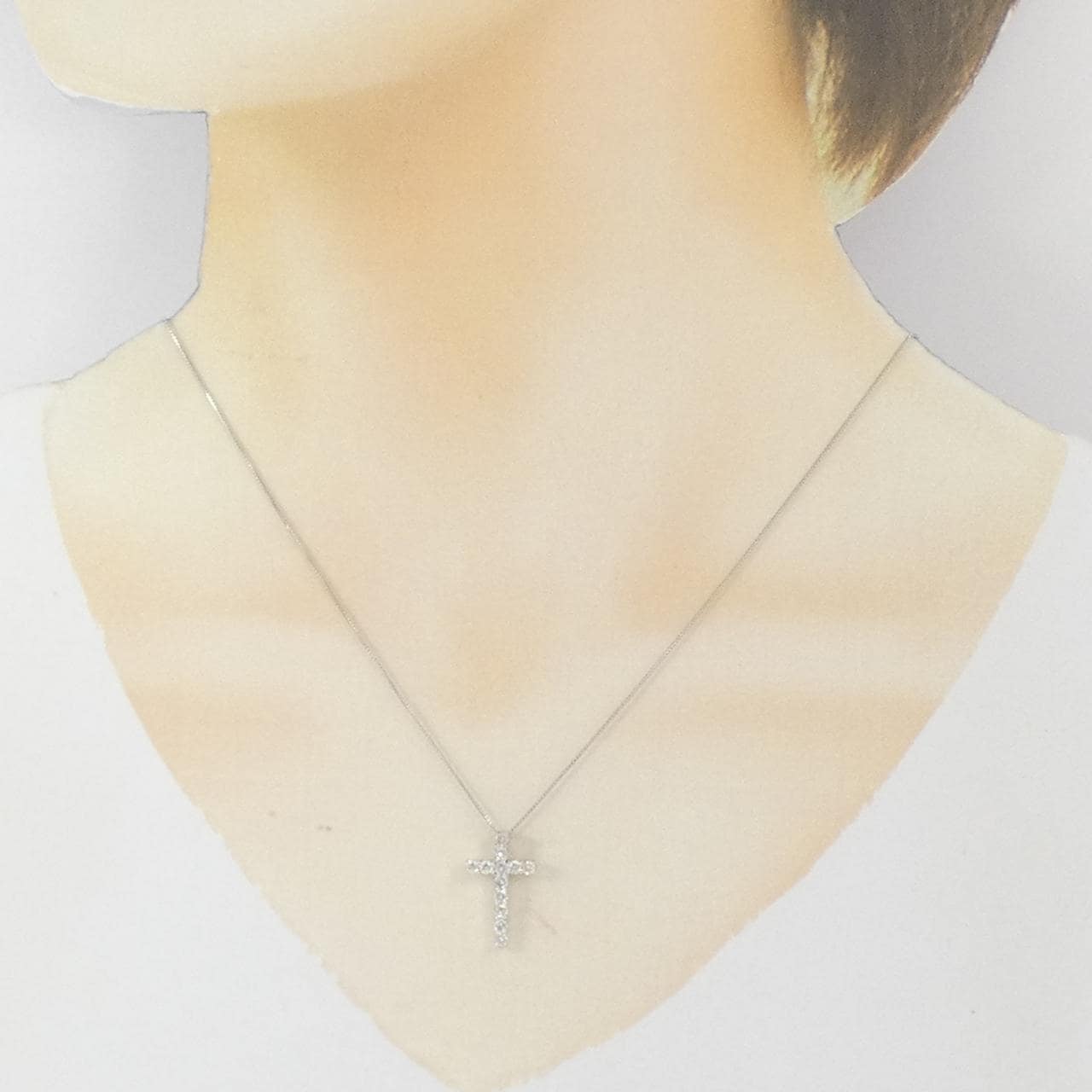 K18WG クロス ダイヤモンド ネックレス 0.50CT