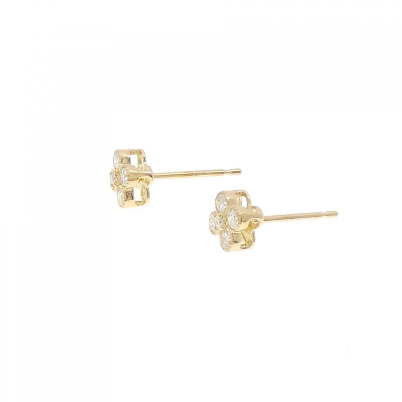 【リメイク】K18YG フラワー ダイヤモンド ピアス 0.20CT