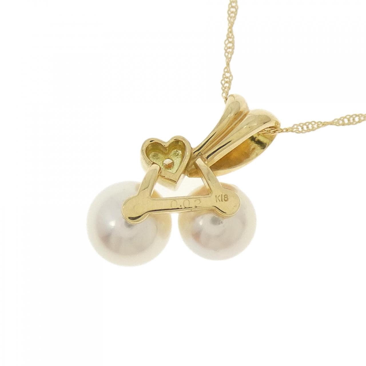 K18YG heart Akoya pearl necklace