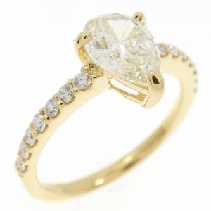 【リメイク】K18YG ダイヤモンド リング 1.028CT M IF ペアシェイプ
