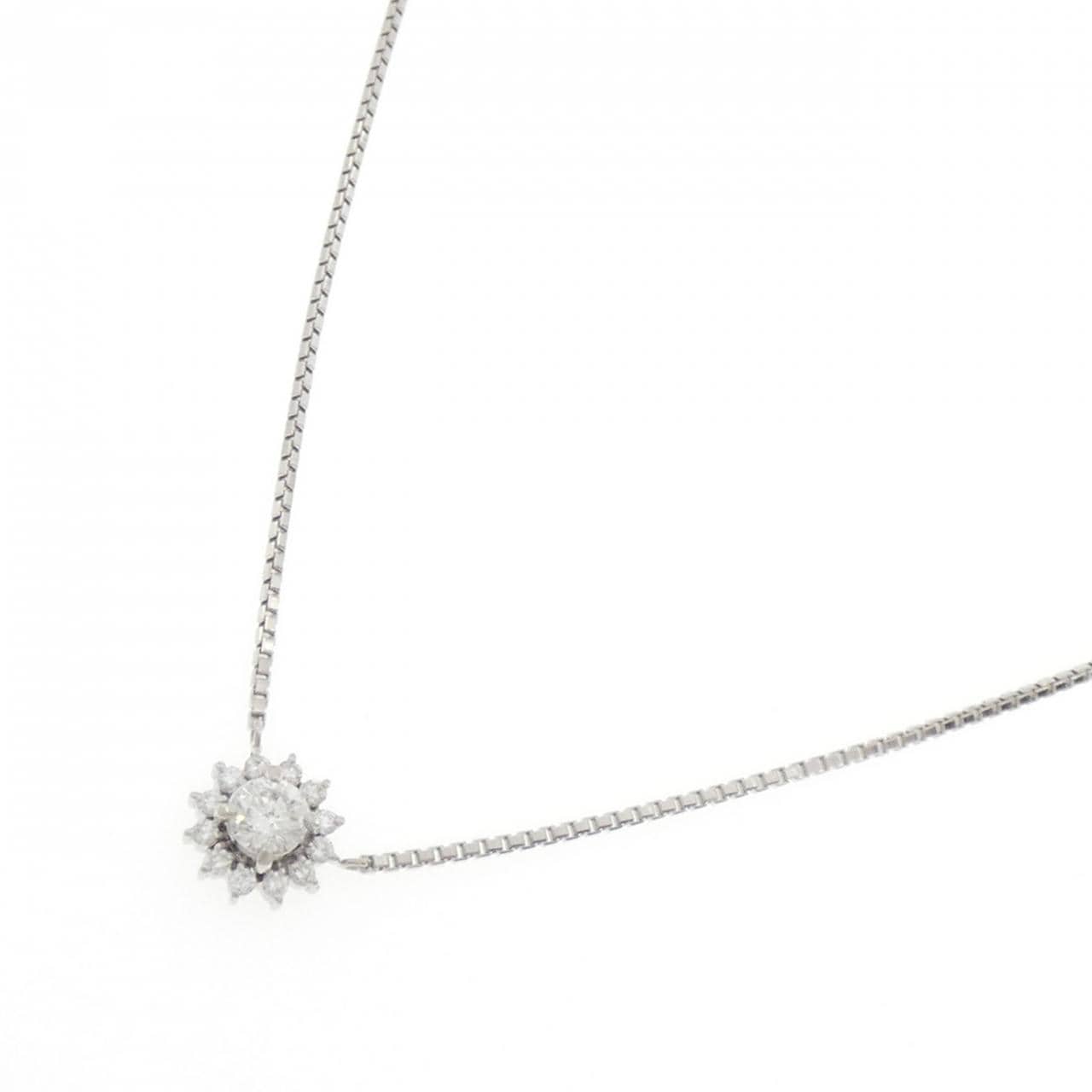 PT900/PT850 フラワー ダイヤモンド ネックレス 0.48CT