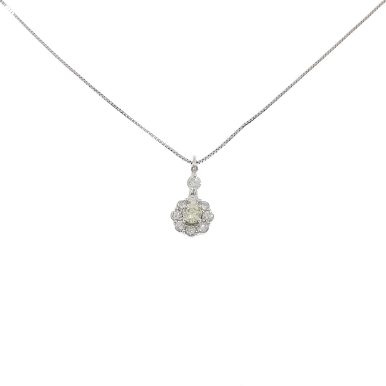 K18WG フラワー ダイヤモンド ネックレス 0.257CT