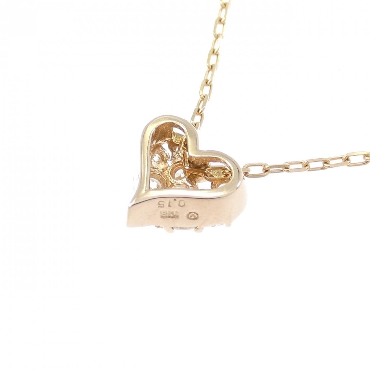K18PG ハート ダイヤモンド ネックレス 0.15CT