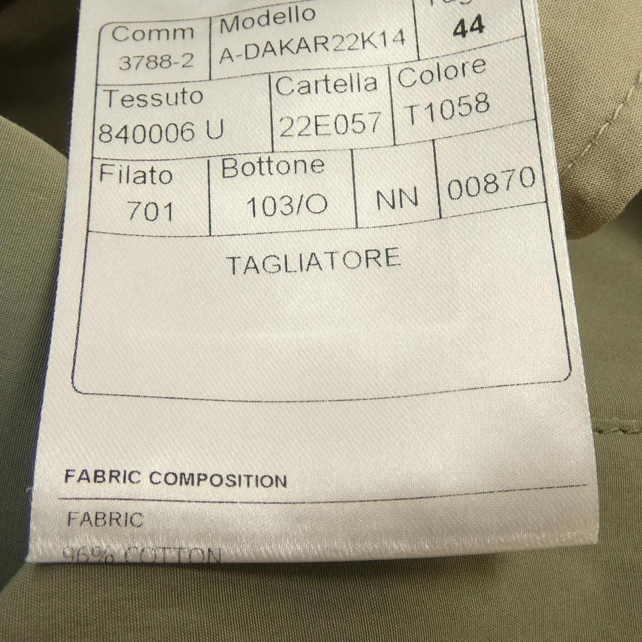 タリアトーレ TAGLIATORE A-DAKAR22K14 ジャケット