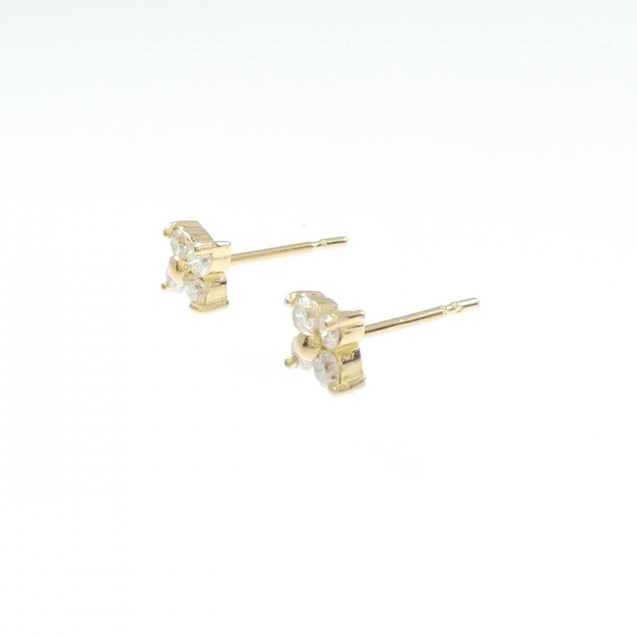 K18YG フラワー ダイヤモンド ピアス 0.20CT