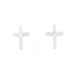 【新品】K18WG クロス ダイヤモンド ピアス 0.20CT