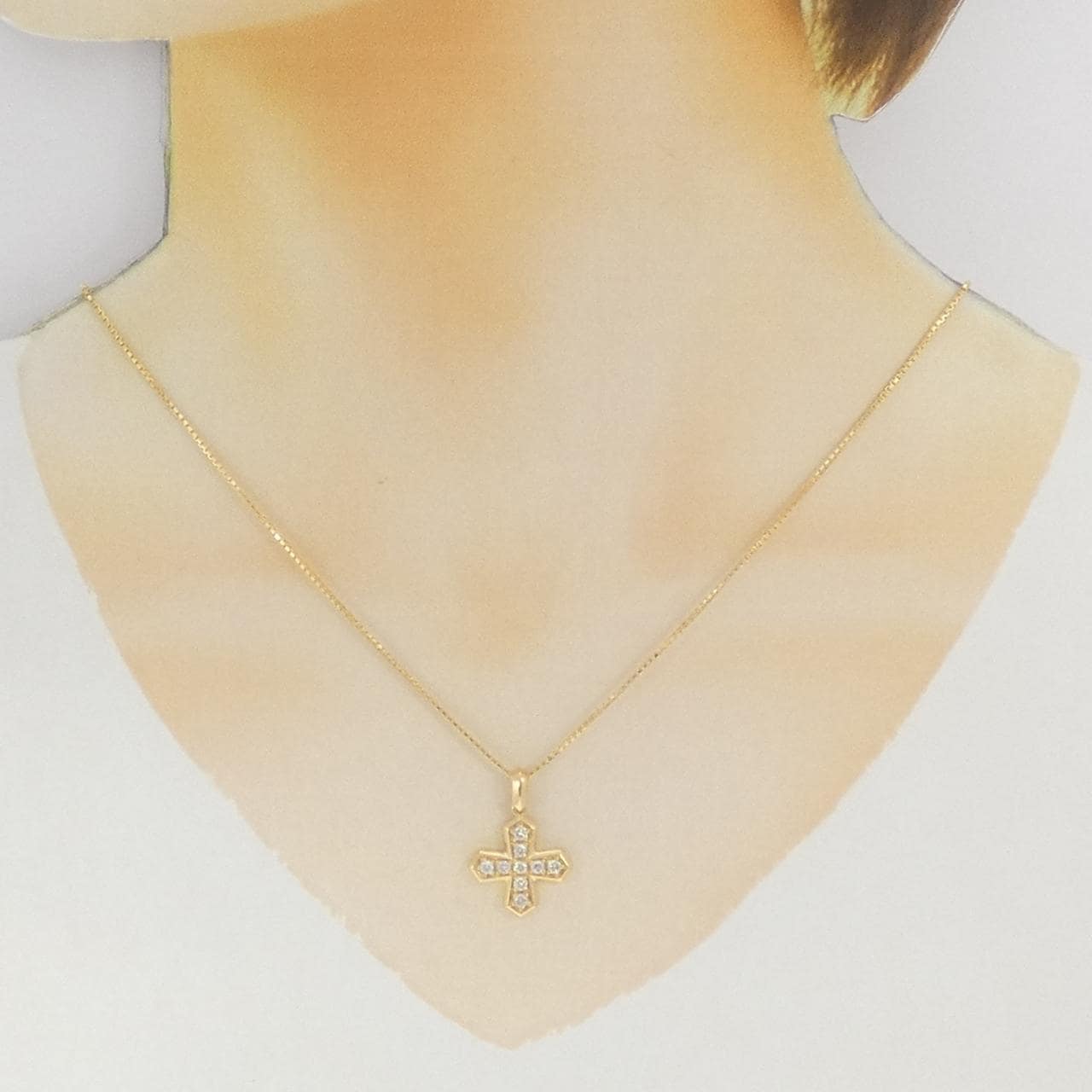 K18YG Cross Diamond Necklace 0.33CT