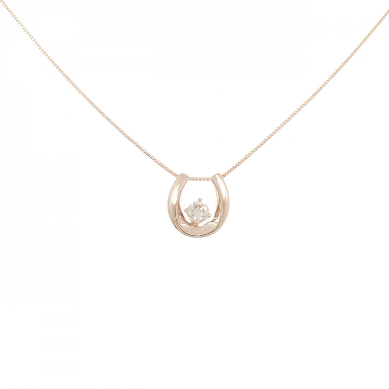 K18PG ホースシュー ダイヤモンド ネックレス 0.1CT