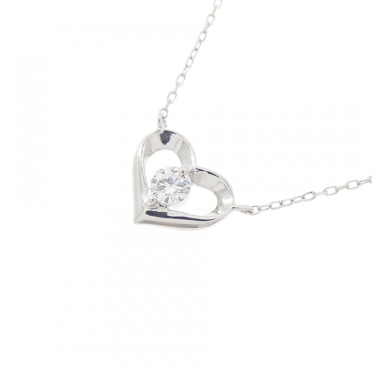 K18WG ハート ダイヤモンド ネックレス 0.08CT