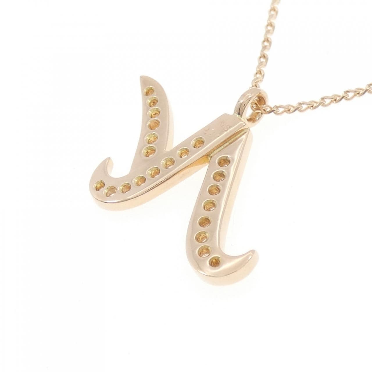 K18PG イニシャルN ダイヤモンド ネックレス 0.31CT
