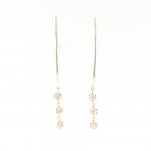 K18PG スリーストーン ダイヤモンド ピアス 0.50CT