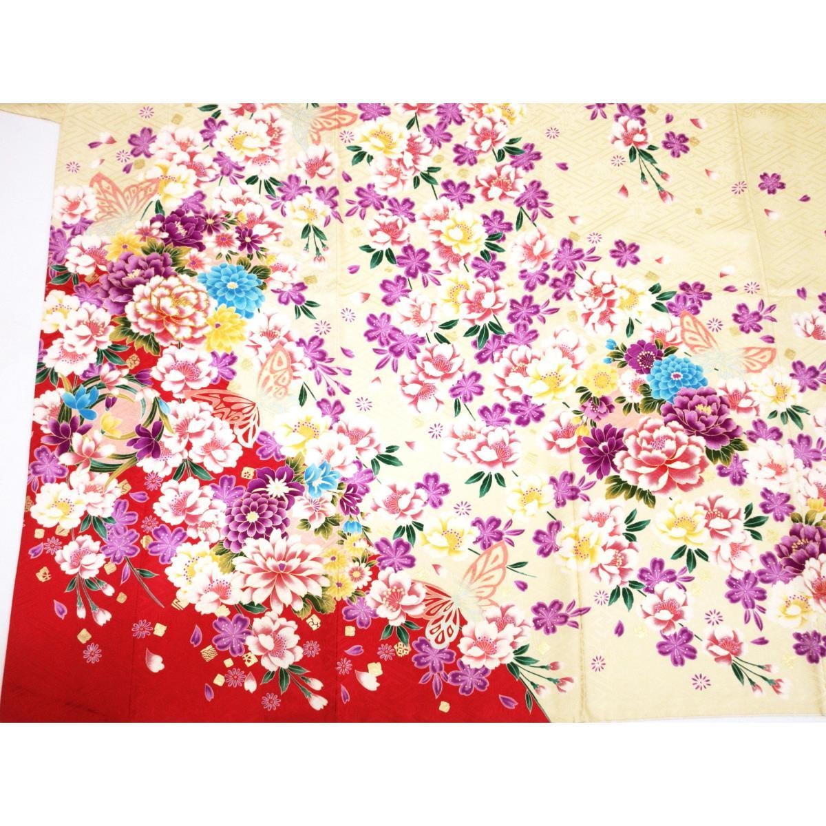 振袖　友禅金彩加工　刺繍入りボカシ染