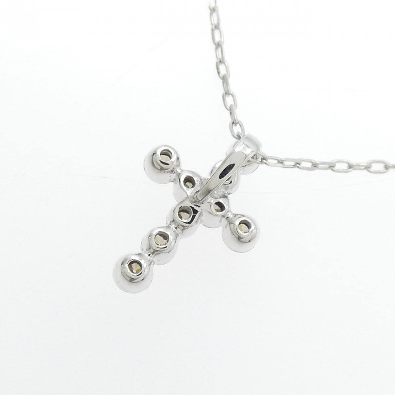 K18WG クロス ダイヤモンド ネックレス 0.40CT