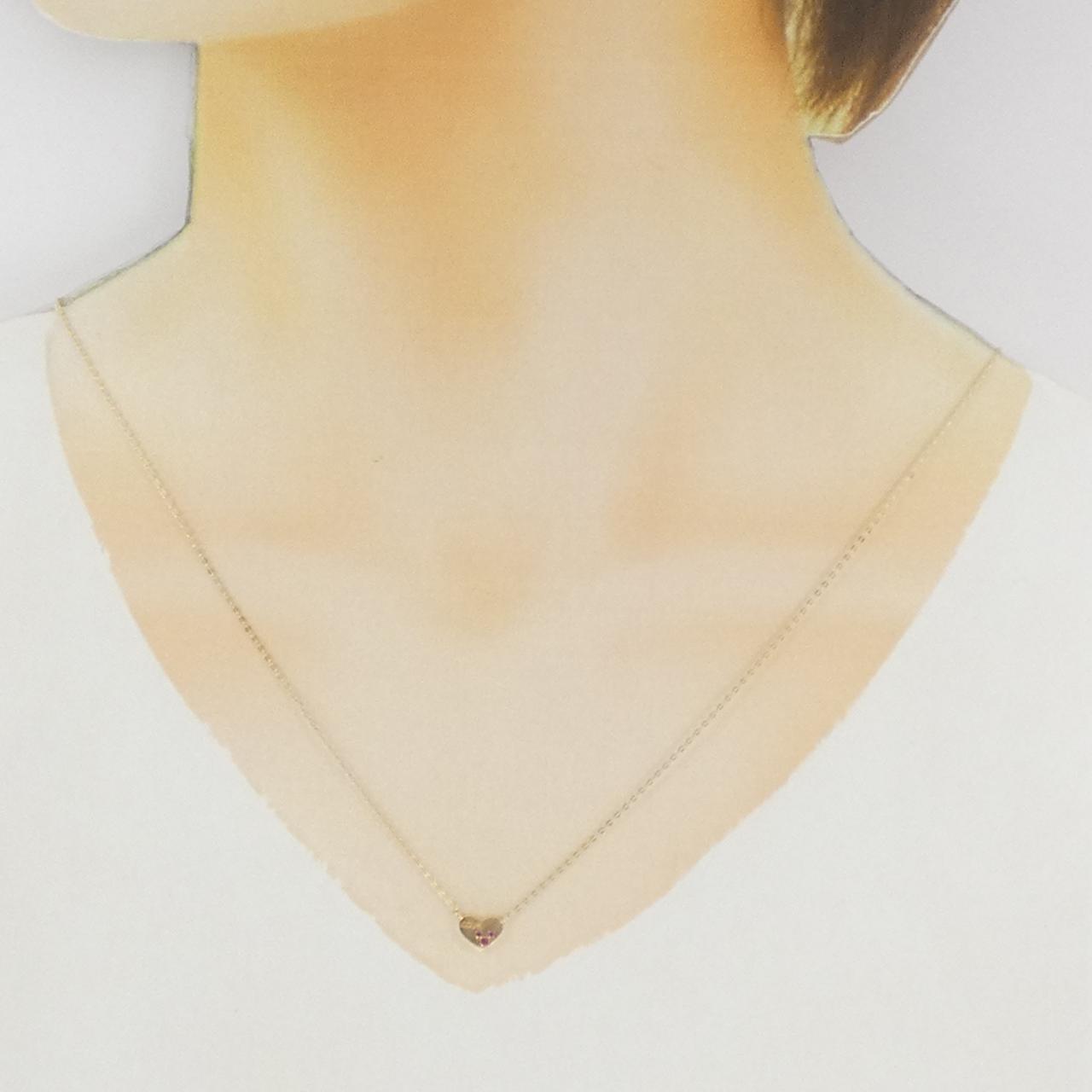 K10YG爱心合成红宝石项链