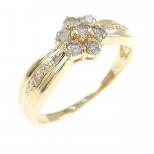 K18YG フラワー ダイヤモンド リング 0.50CT