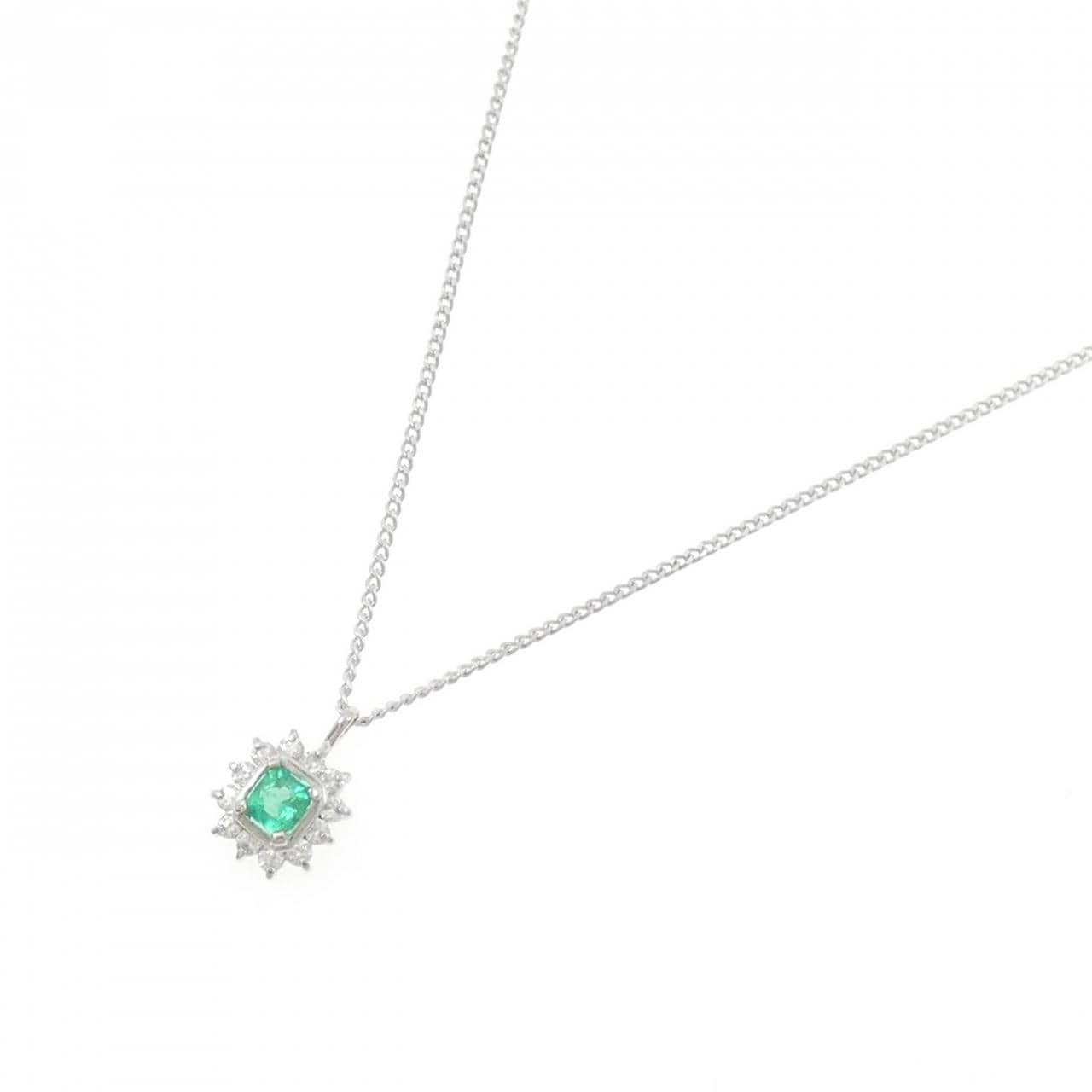 PT900/PT850 エメラルド ネックレス 0.30CT