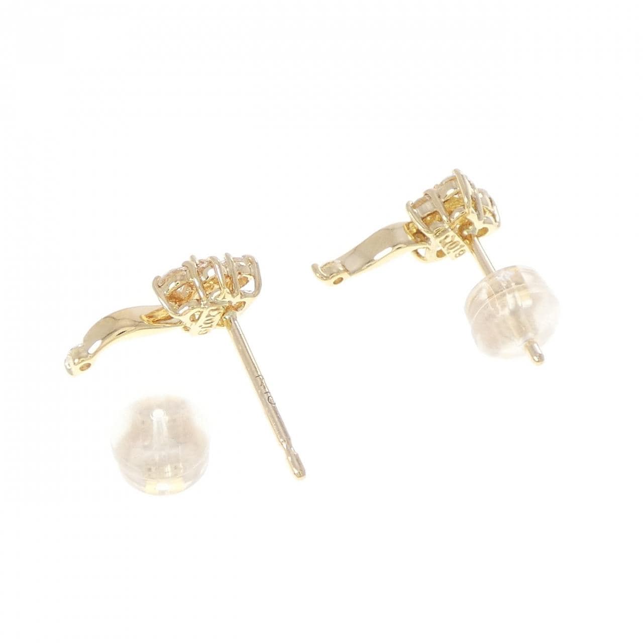 K18YG フラワー ダイヤモンド ピアス 0.38CT