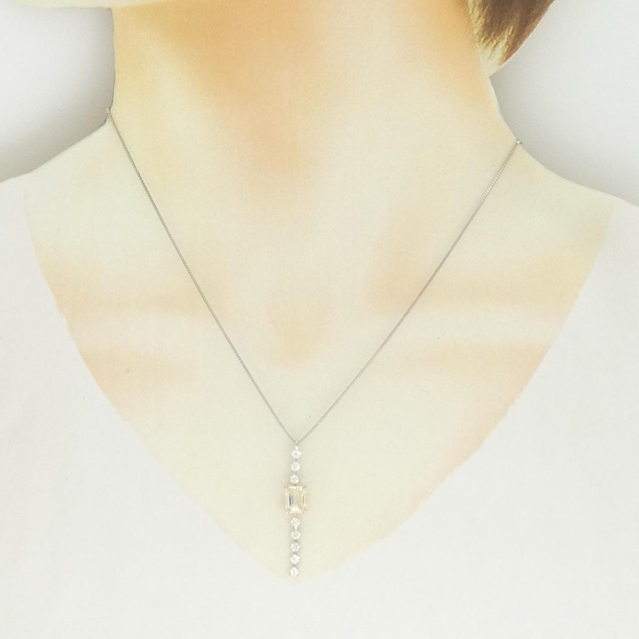 PT850/K18YG ダイヤモンド ネックレス 1.155CT M SI2 エメラルドカット