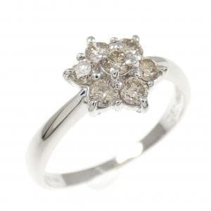K18WG フラワー ダイヤモンド リング 0.50CT