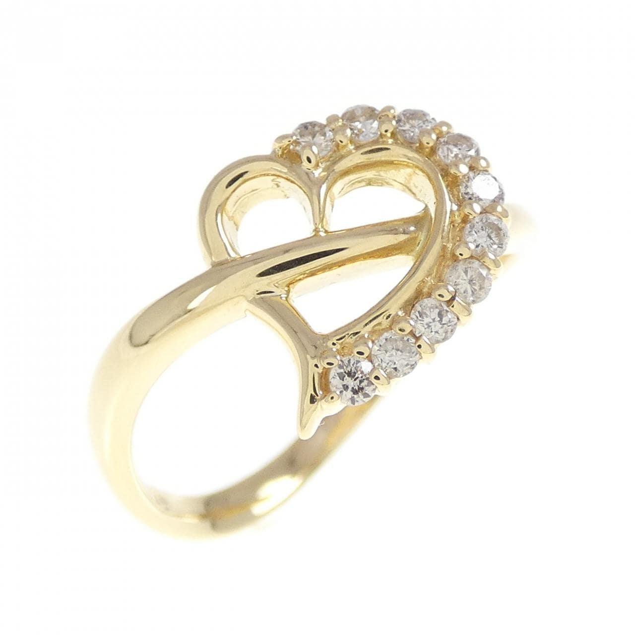 K18YG ハート ダイヤモンド リング 0.16CT