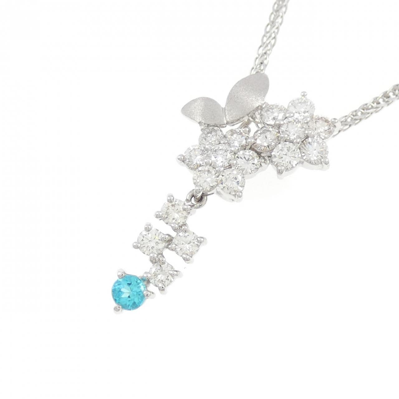 K18WG Flower Paraiba Tourmaline Necklace 0.11CT