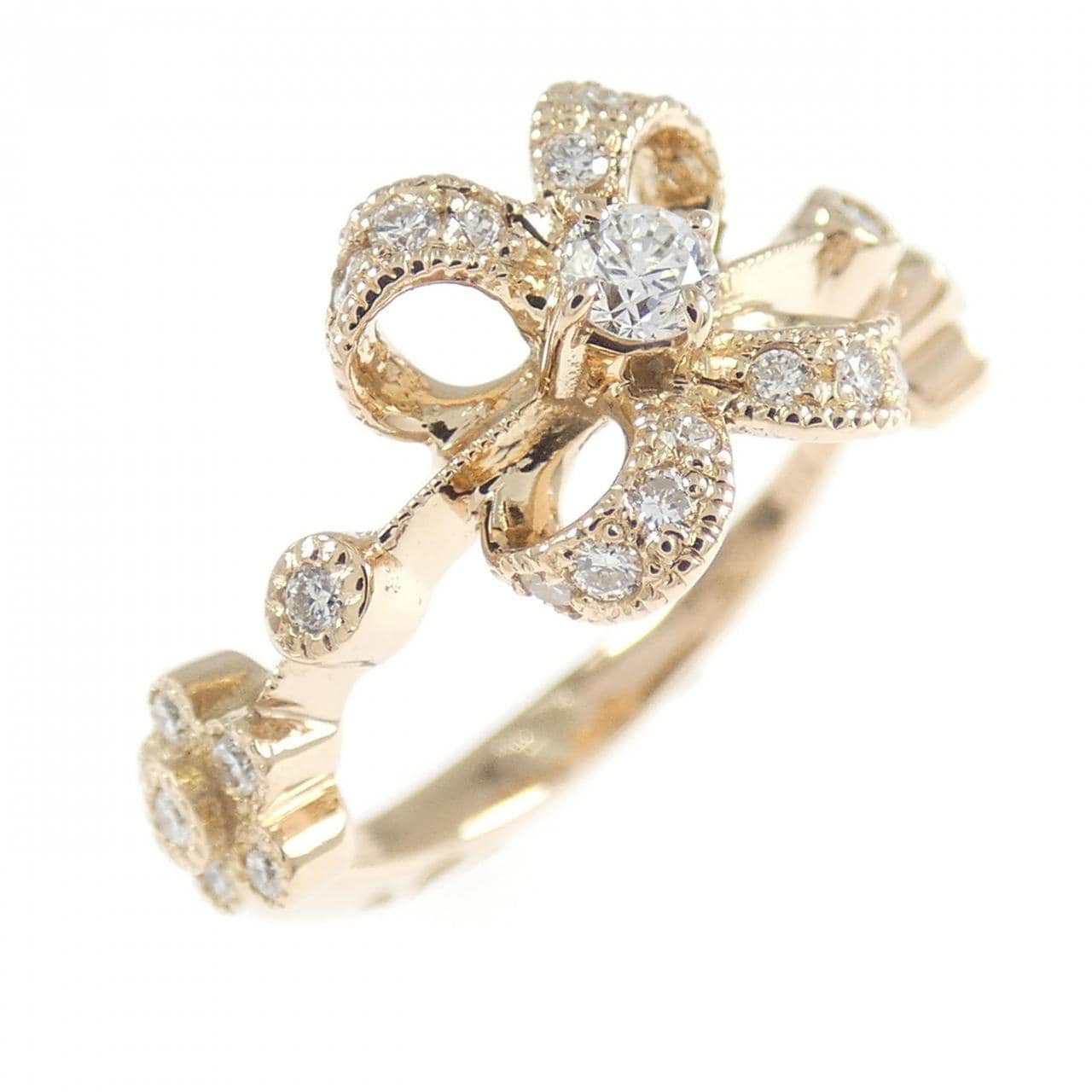 K18PG flower Diamond ring 0.29CT