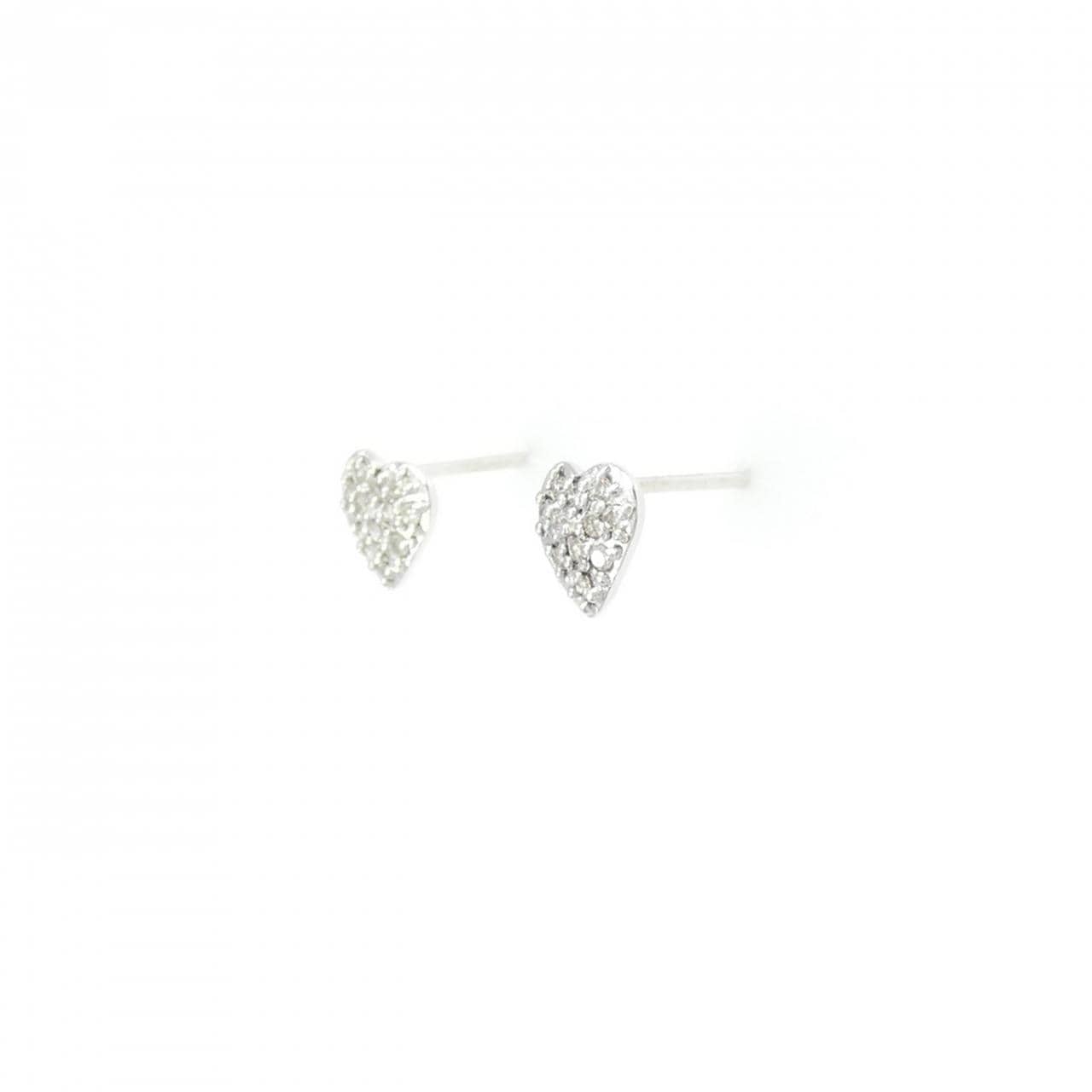 K18WG ハート ダイヤモンド ピアス 0.10CT