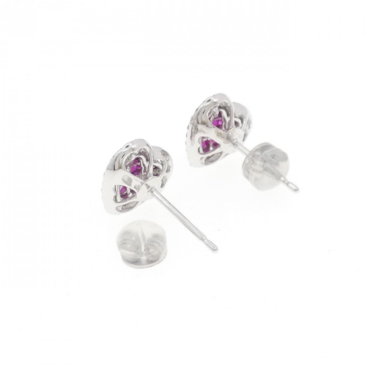 K18WG/K14WG ハート ルビー ピアス 1.60CT