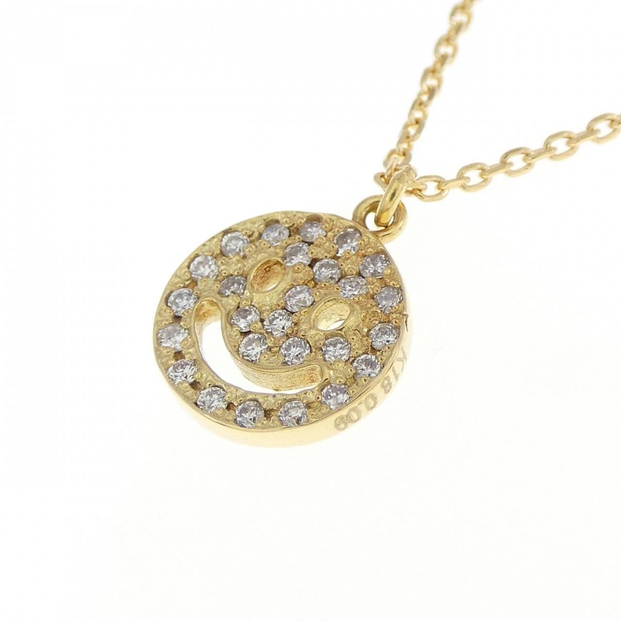 K18YG Smile Diamond Necklace 0.09CT