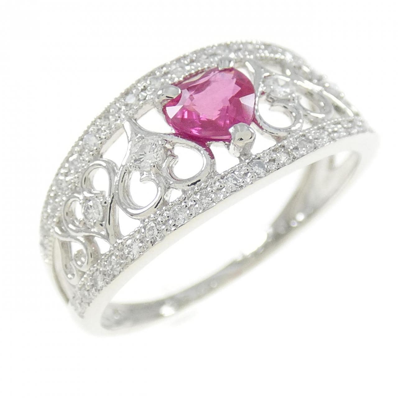PT ハート ルビー リング 0.372CT
