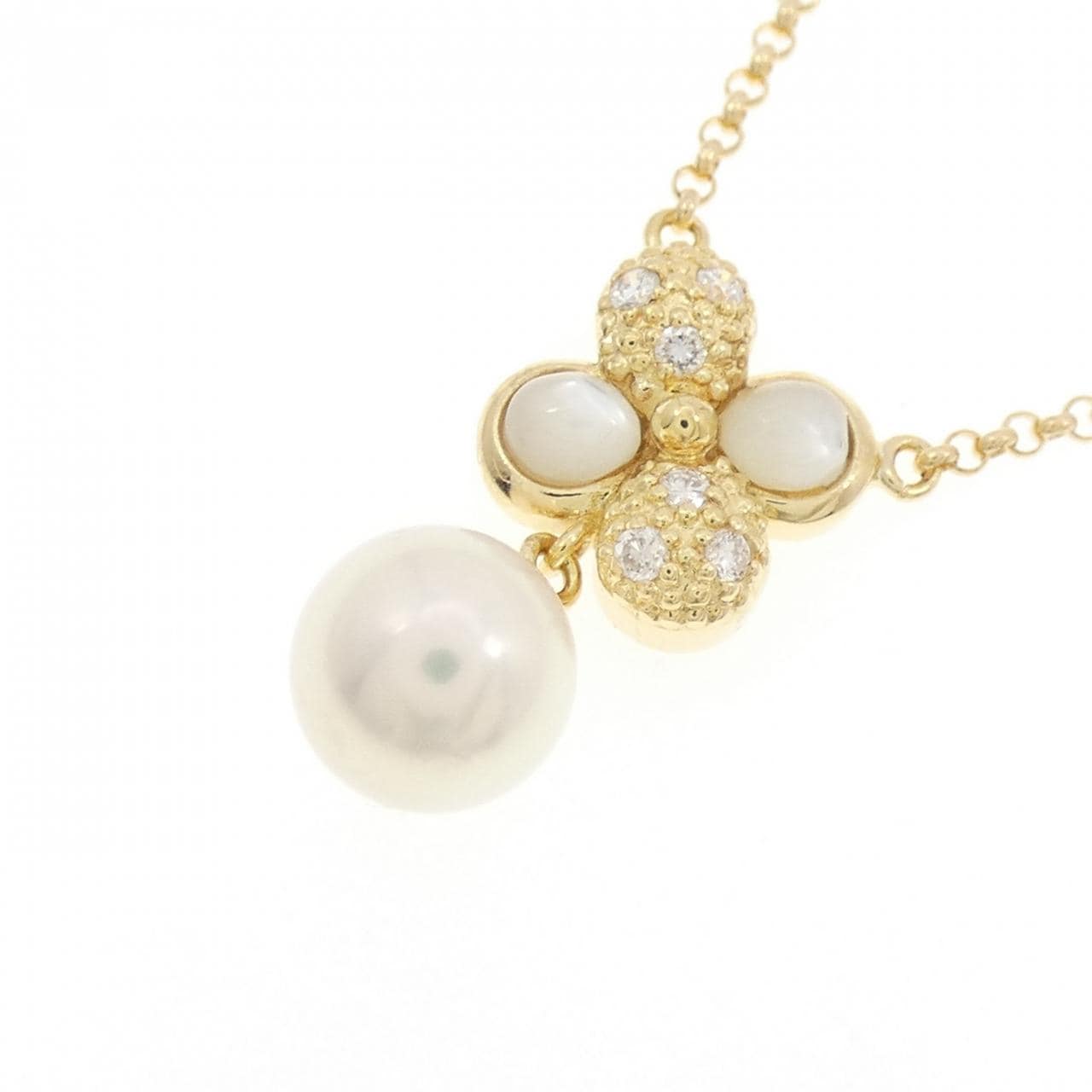 K18YG フラワー アコヤパール ネックレス 6.9mm