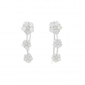 K18WG フラワー ダイヤモンド ピアス 0.90CT