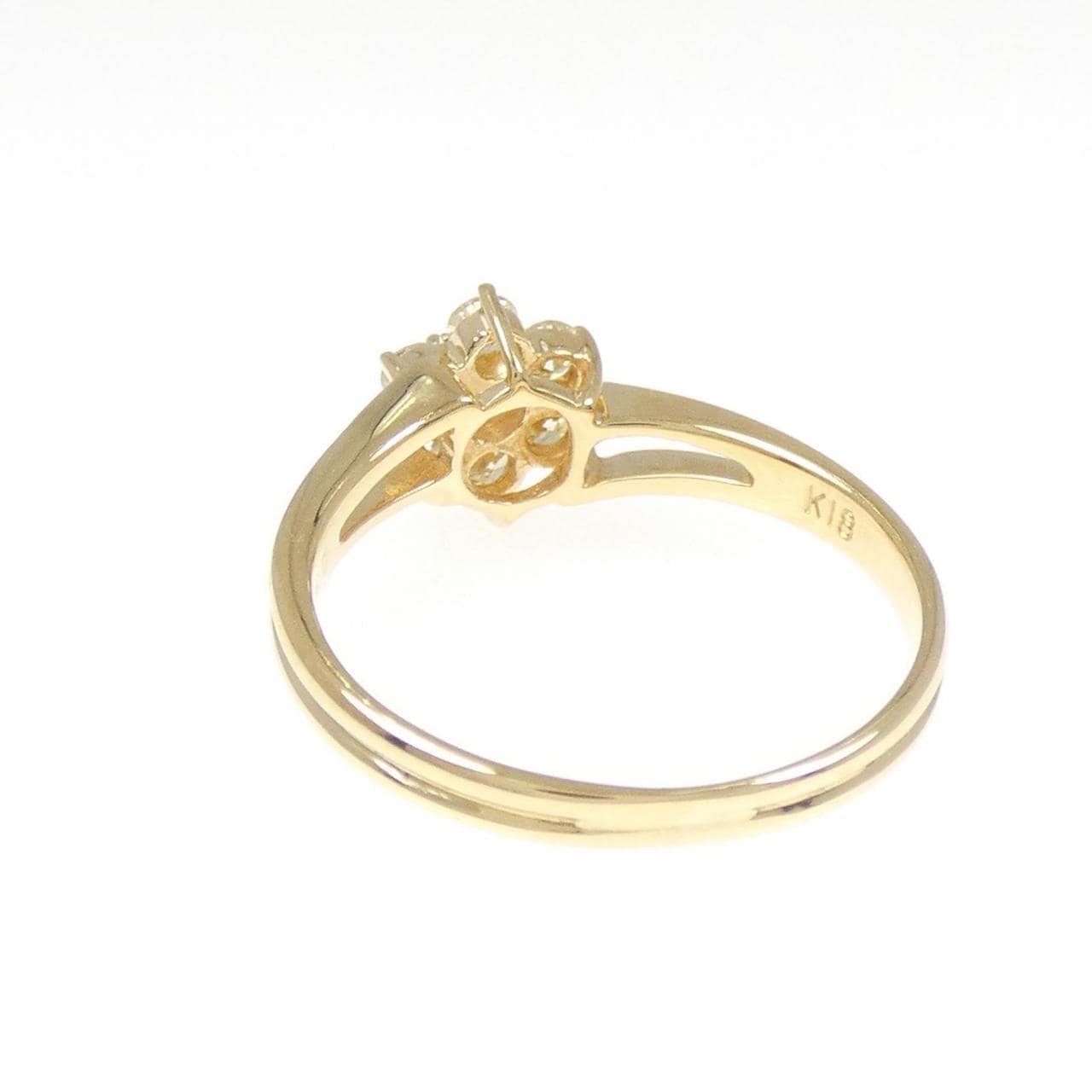K18YG フラワー ダイヤモンド リング 0.32CT