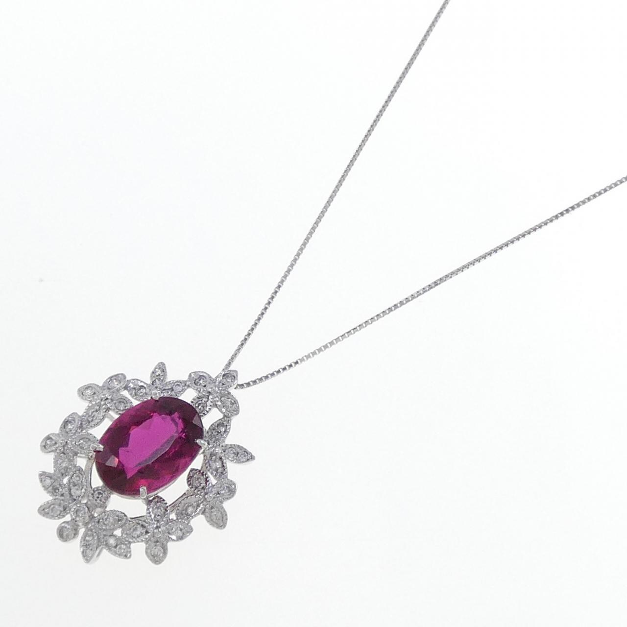 K18WG ルベライトトルマリン ネックレス 5.332CT