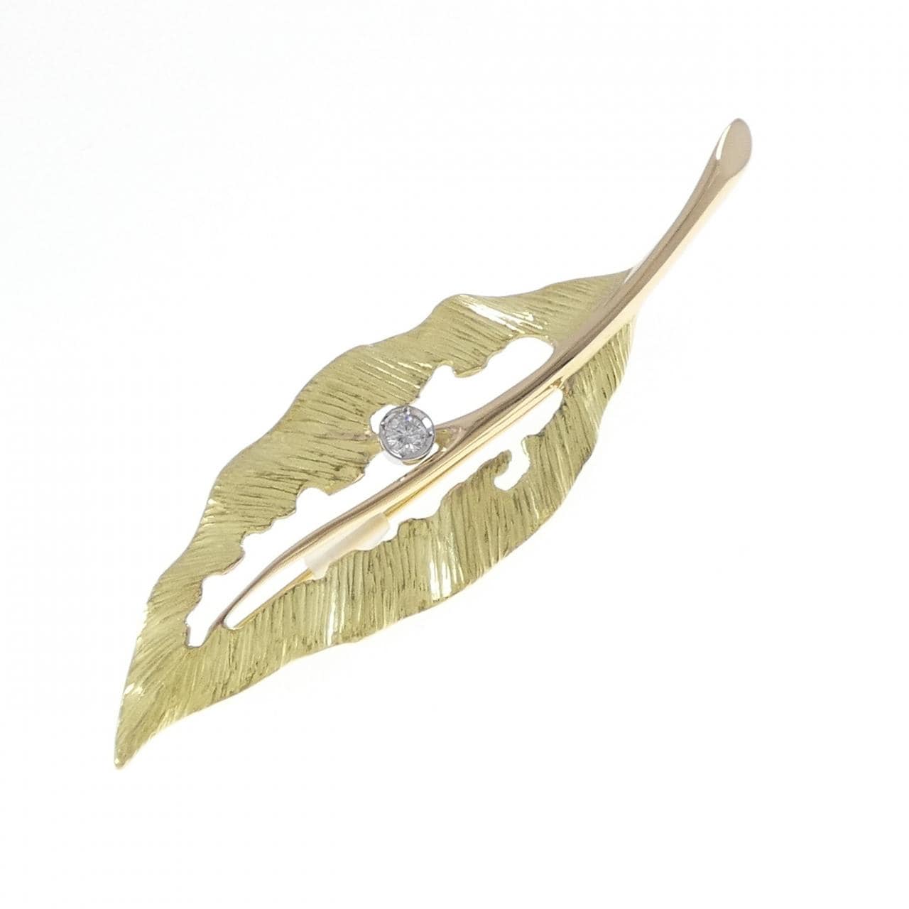 ギンザ タナカ リーフ ダイヤモンド ブローチ 0.10CT