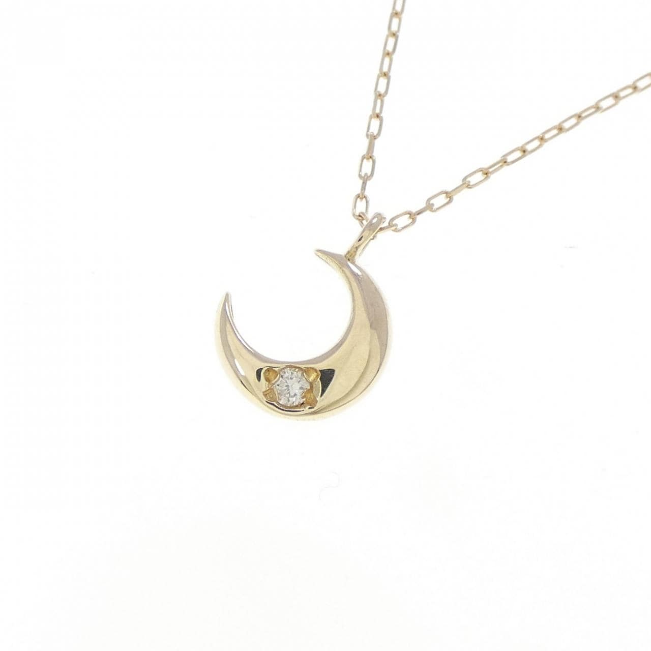 K10YG ムーン ダイヤモンド ネックレス 0.01CT