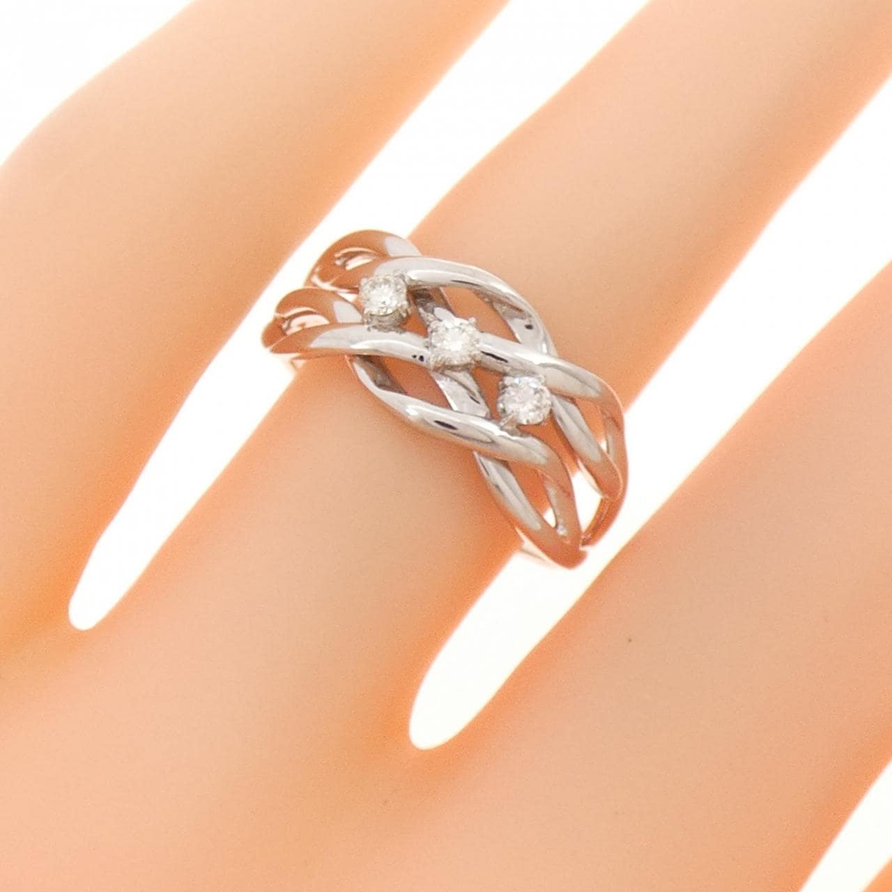 PT950 スリーストーン ダイヤモンド リング 0.10CT