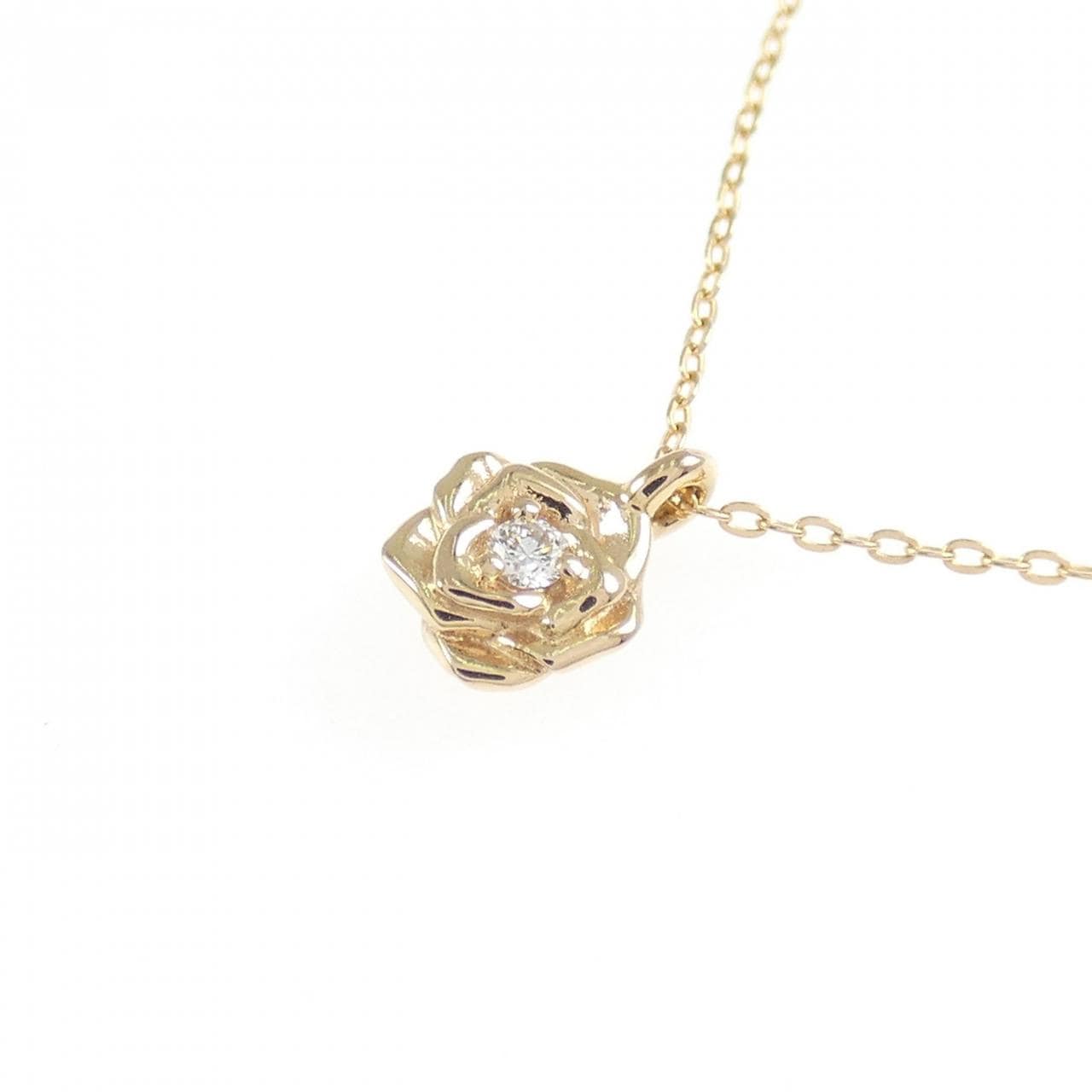 K18YG ローズ ダイヤモンド ネックレス 0.02CT