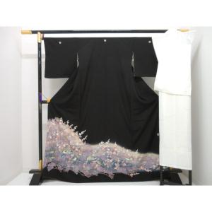 【未使用品】留袖　友禅加工ボカシ染　丸に下り藤　きもの・長襦袢