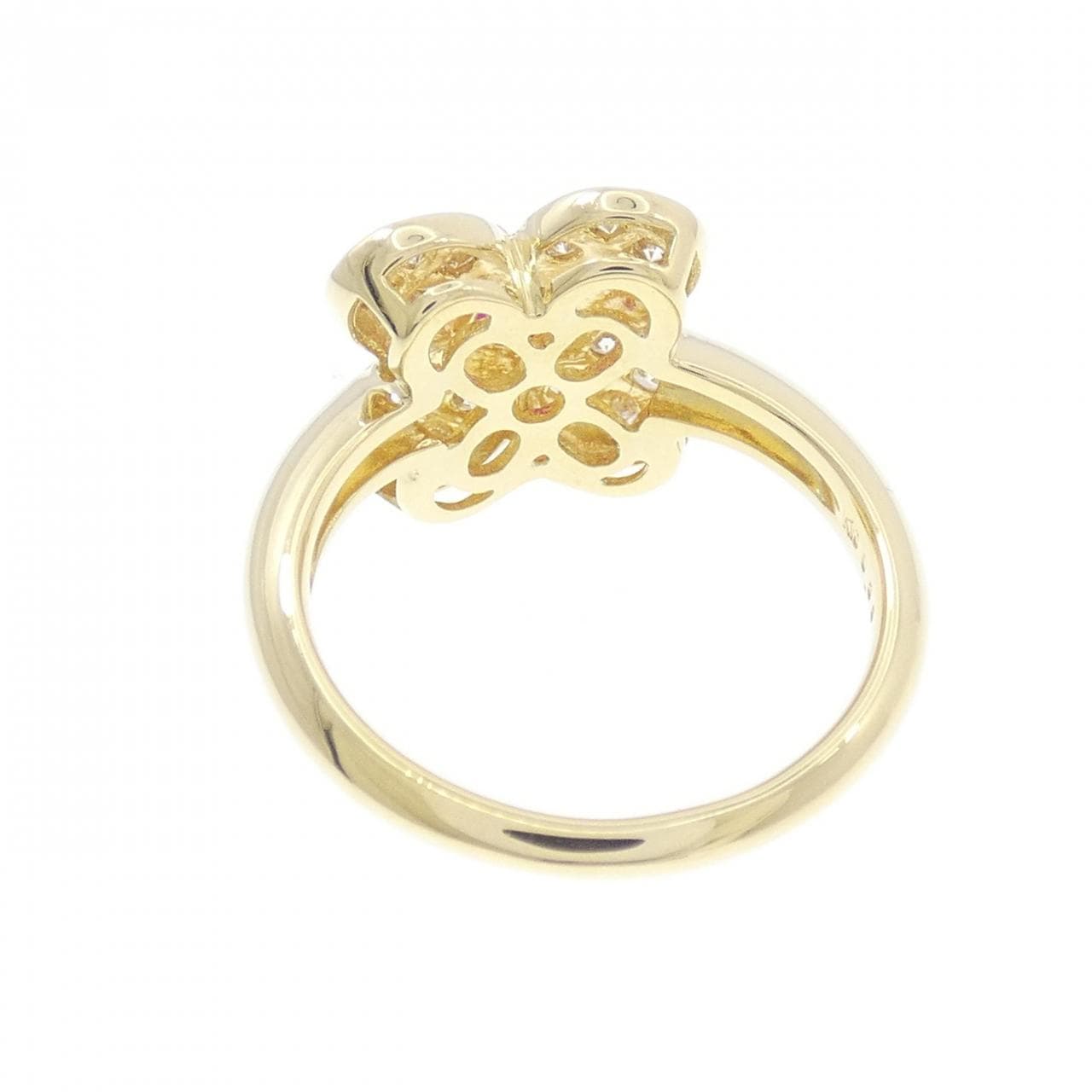 K18YG フラワー ルビー リング 0.39CT